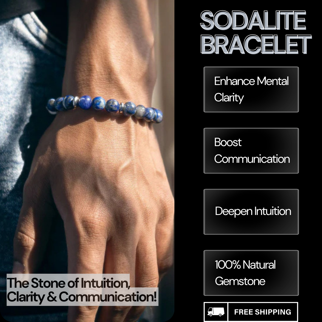 Sodalite Bracelet – 8mm Natural Beads | Stretchable | Clarity & Communication Boosting Crystal Bracelet