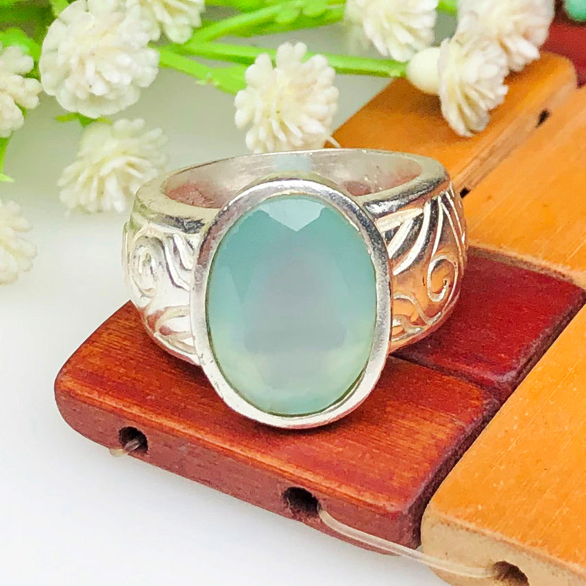 Tranquil Blue Chalcedony Ring for Women