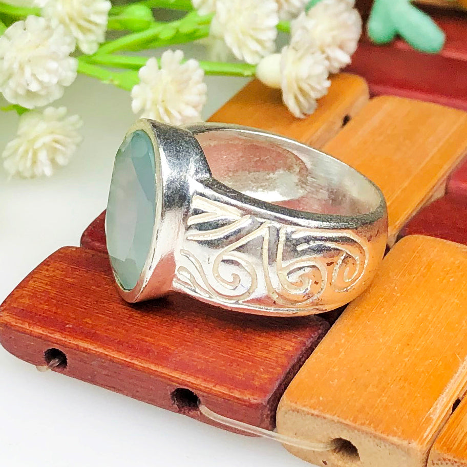 Tranquil Blue Chalcedony Ring for Women