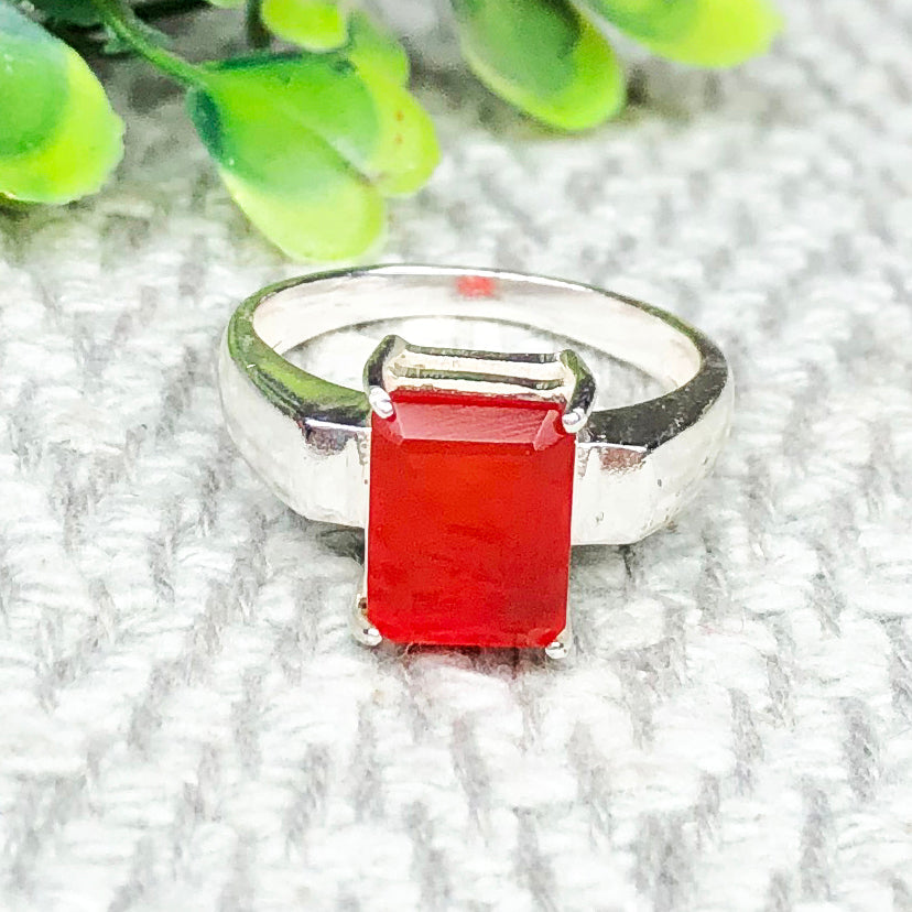 Vibrant Red Carnelian Ring for Women