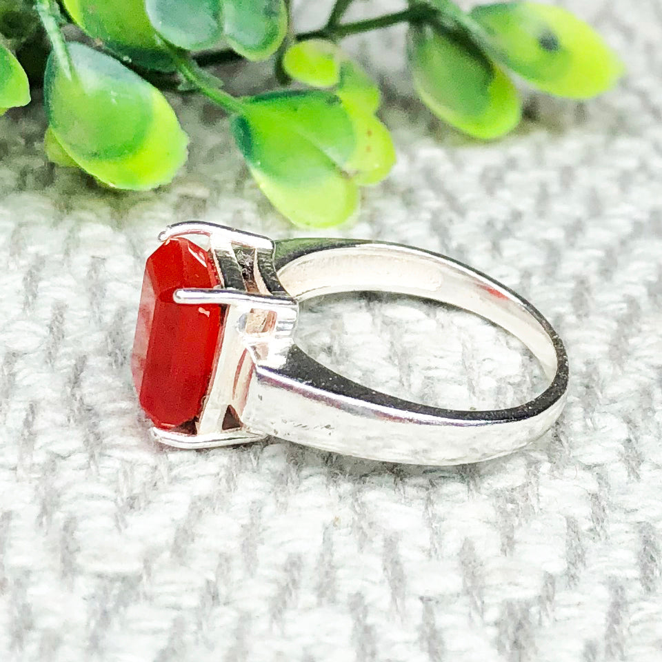 Vibrant Red Carnelian Ring for Women