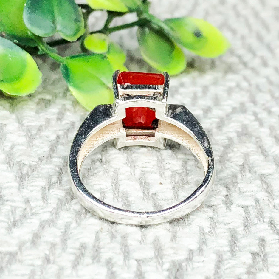 Vibrant Red Carnelian Ring for Women