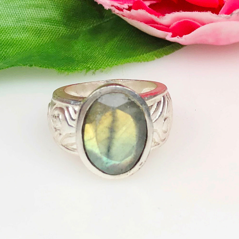 Mysterious Blue Labradorite Ring for Women