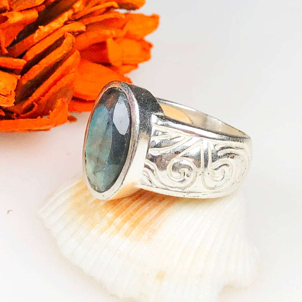 Mysterious Blue Labradorite Ring for Women