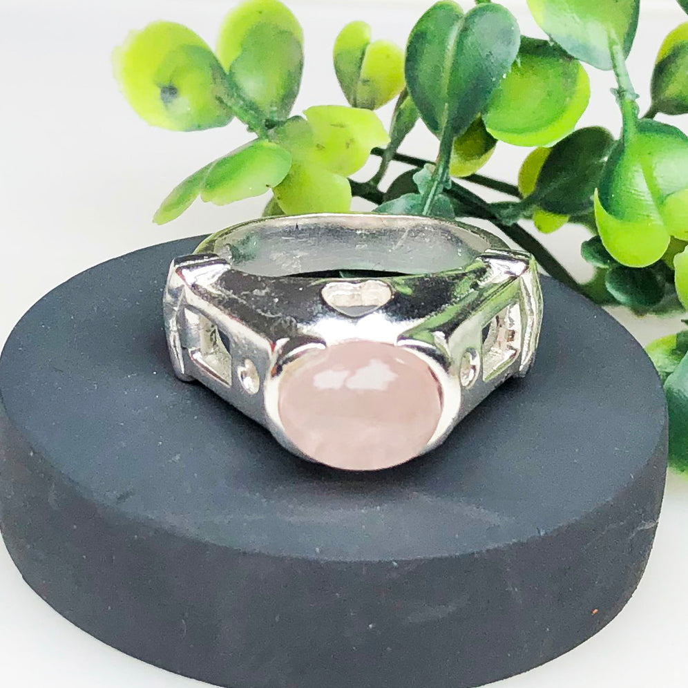 Romantic Pink Rose Quartz Ring for Women