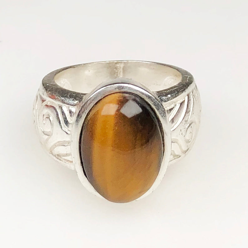 Grounded Brown Tiger Eye Ring for Women