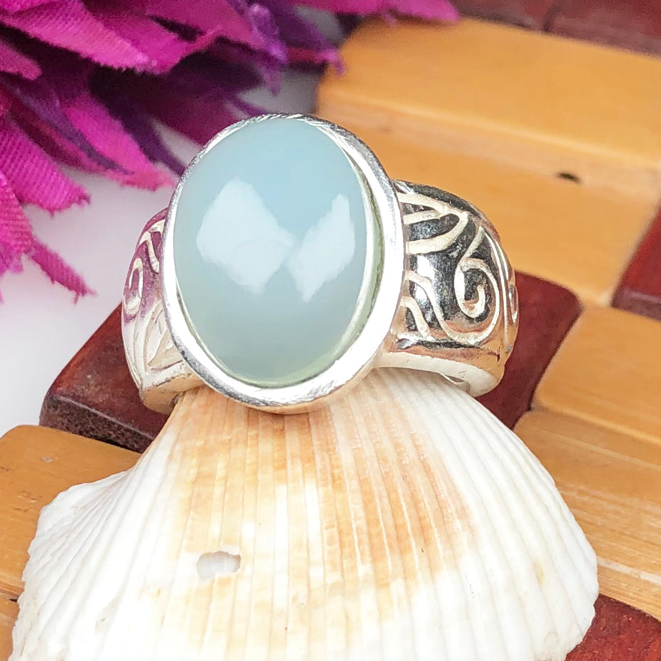 Serene Blue Chalcedony Ring for Women