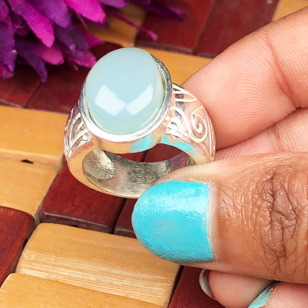 Serene Blue Chalcedony Ring for Women