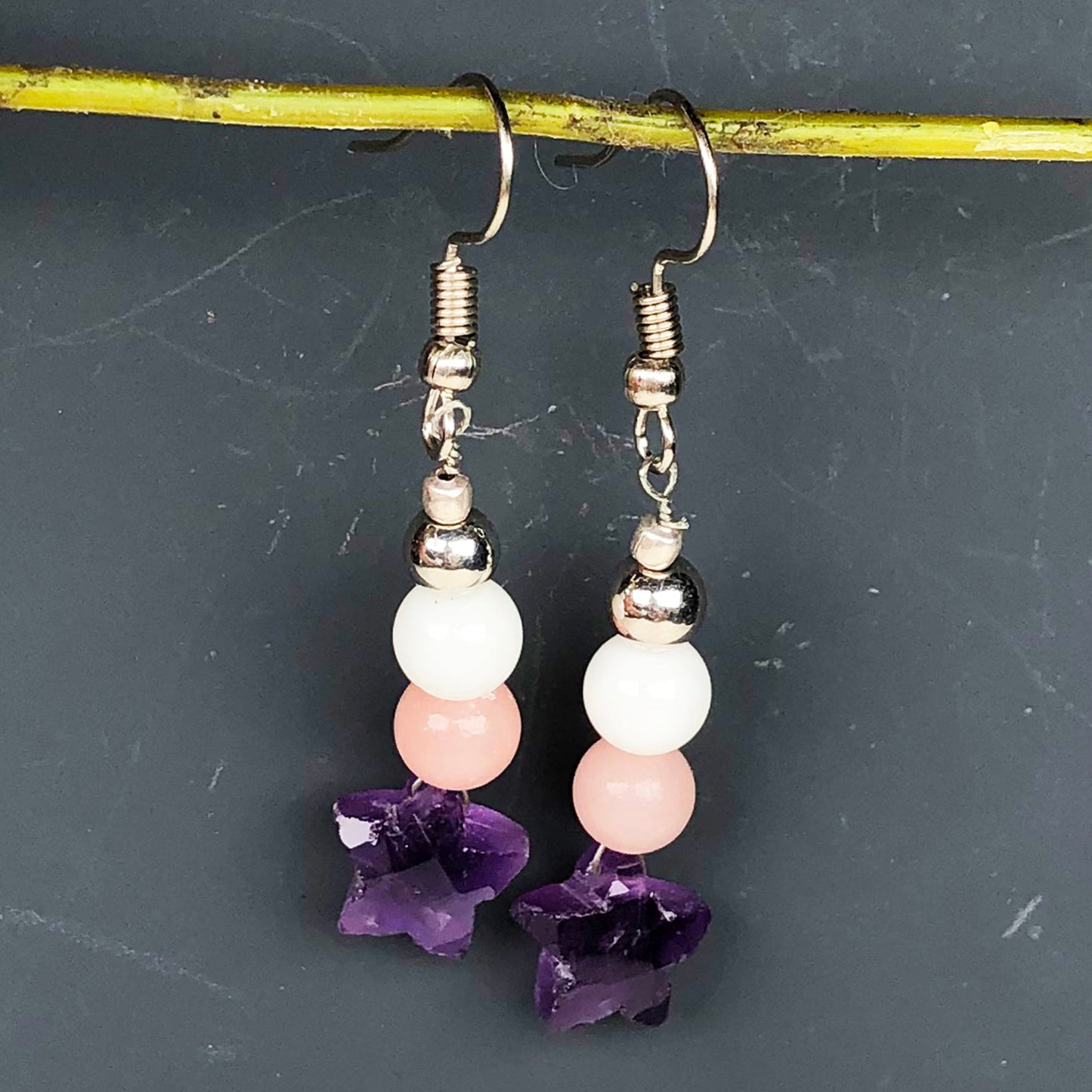 Amethyst Rose Quartz Howlite Earrings for Women and Girls