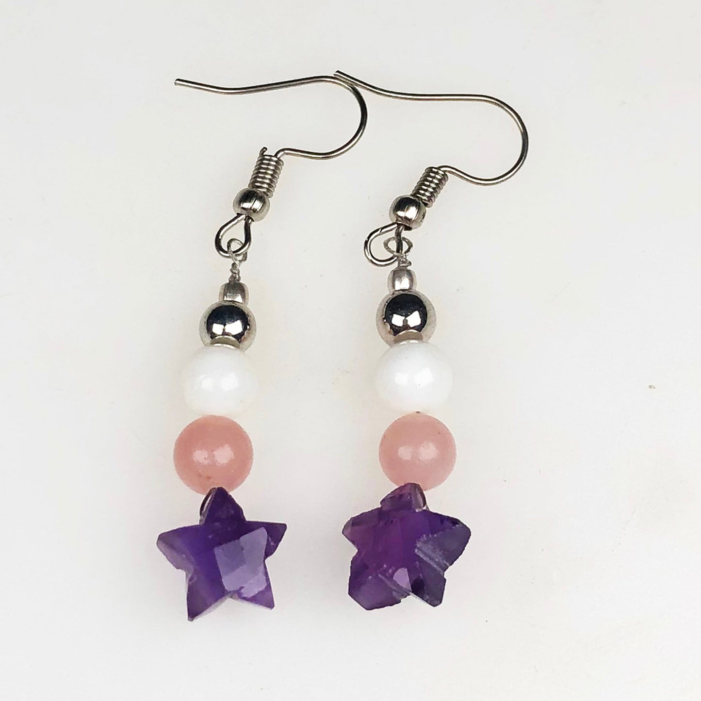 Amethyst Rose Quartz Howlite Earrings for Women and Girls