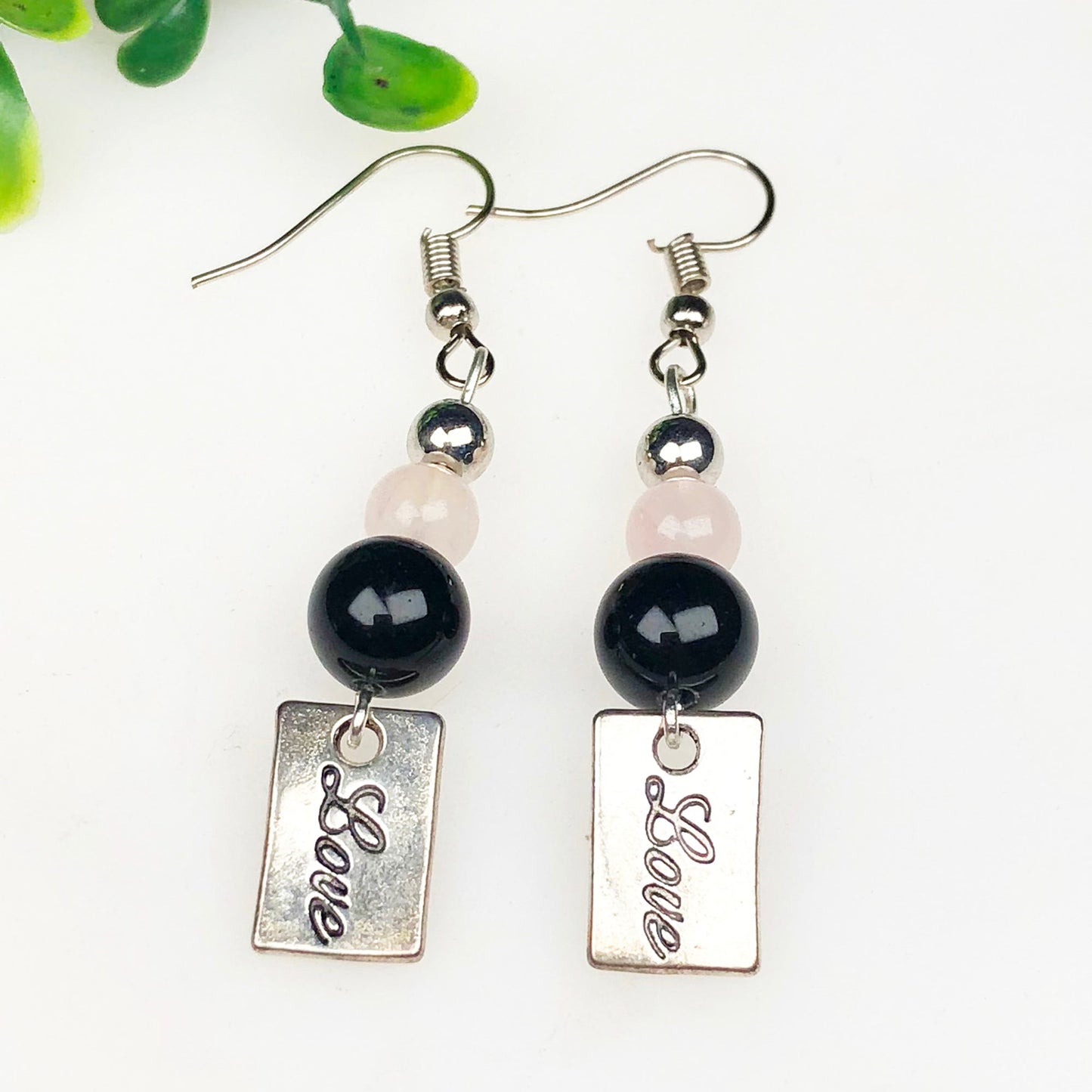 Rose Quartz Obsidian Earrings for Women and Girls
