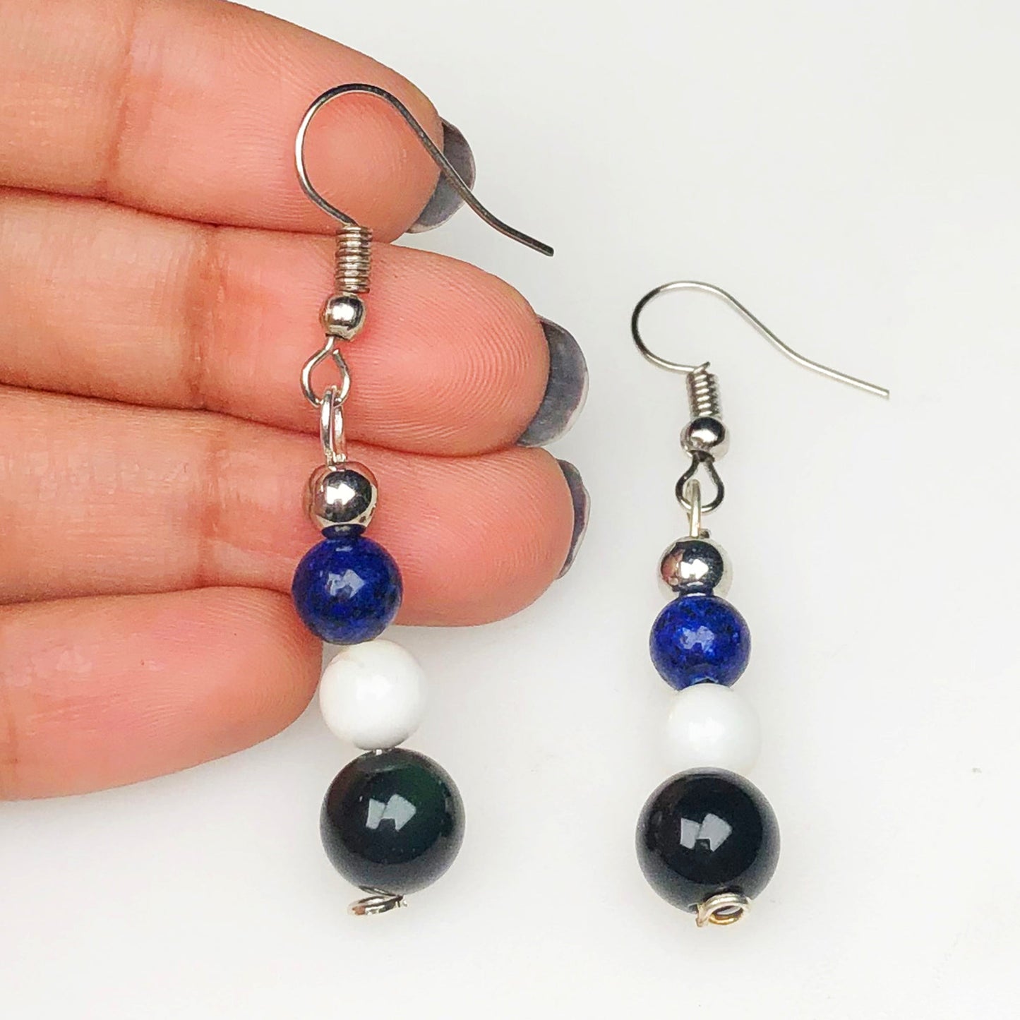 Howlite Black Lapis Lazuli Earrings for Women and Girls