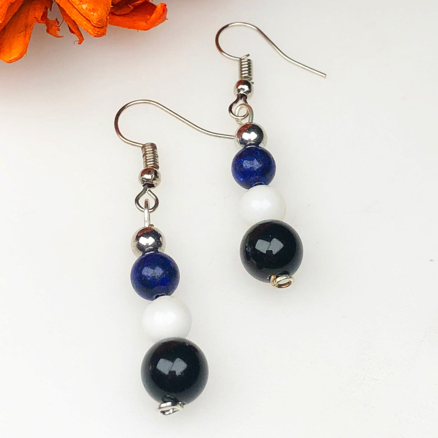 Howlite Black Lapis Lazuli Earrings for Women and Girls