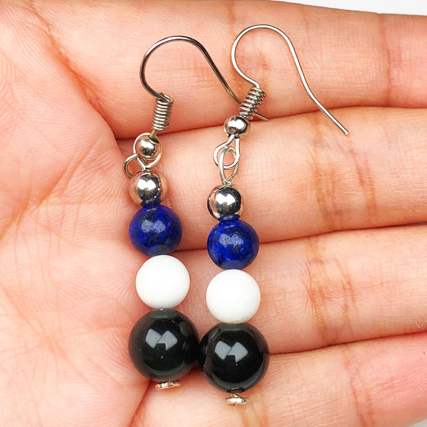 Howlite Black Lapis Lazuli Earrings for Women and Girls