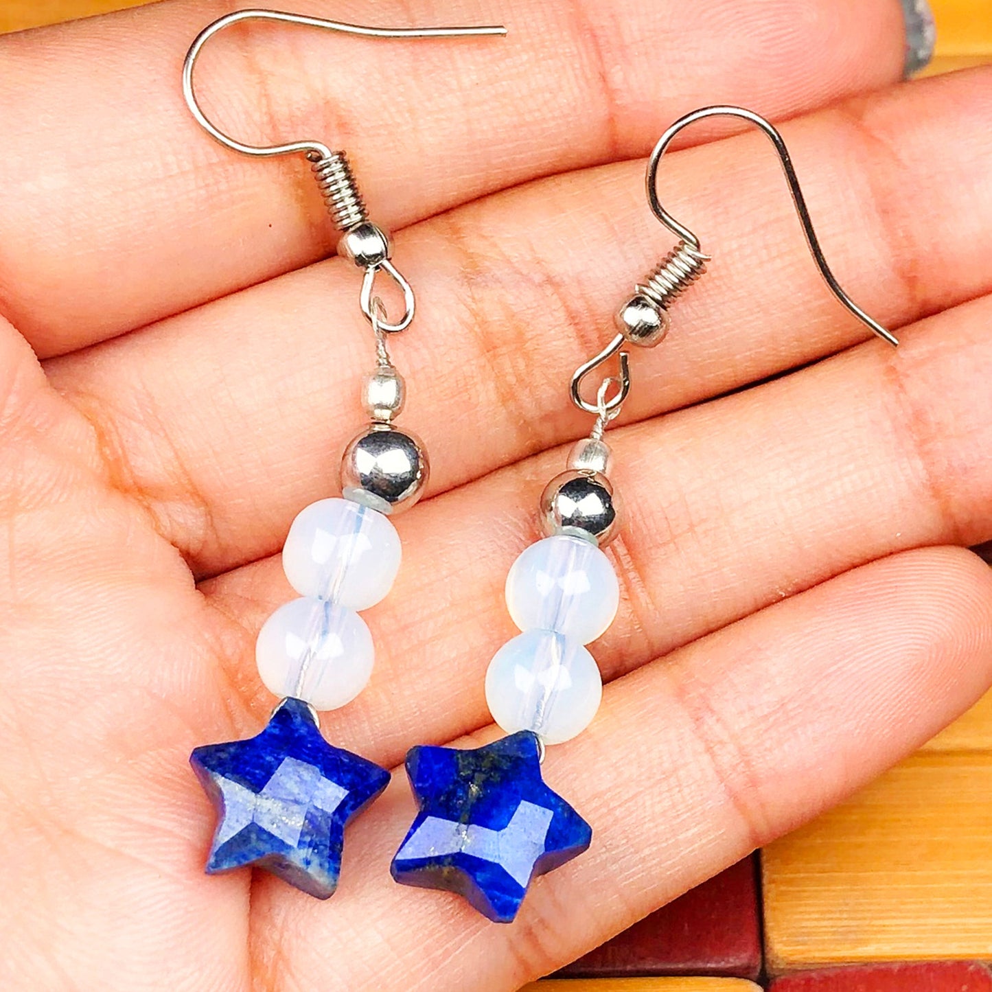 Opalite Lapis Lazuli Earrings for Women and Girls