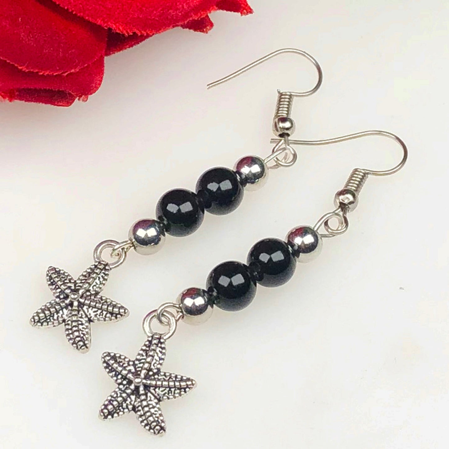 Amethyst Black Spinal Earrings for Women and Girls