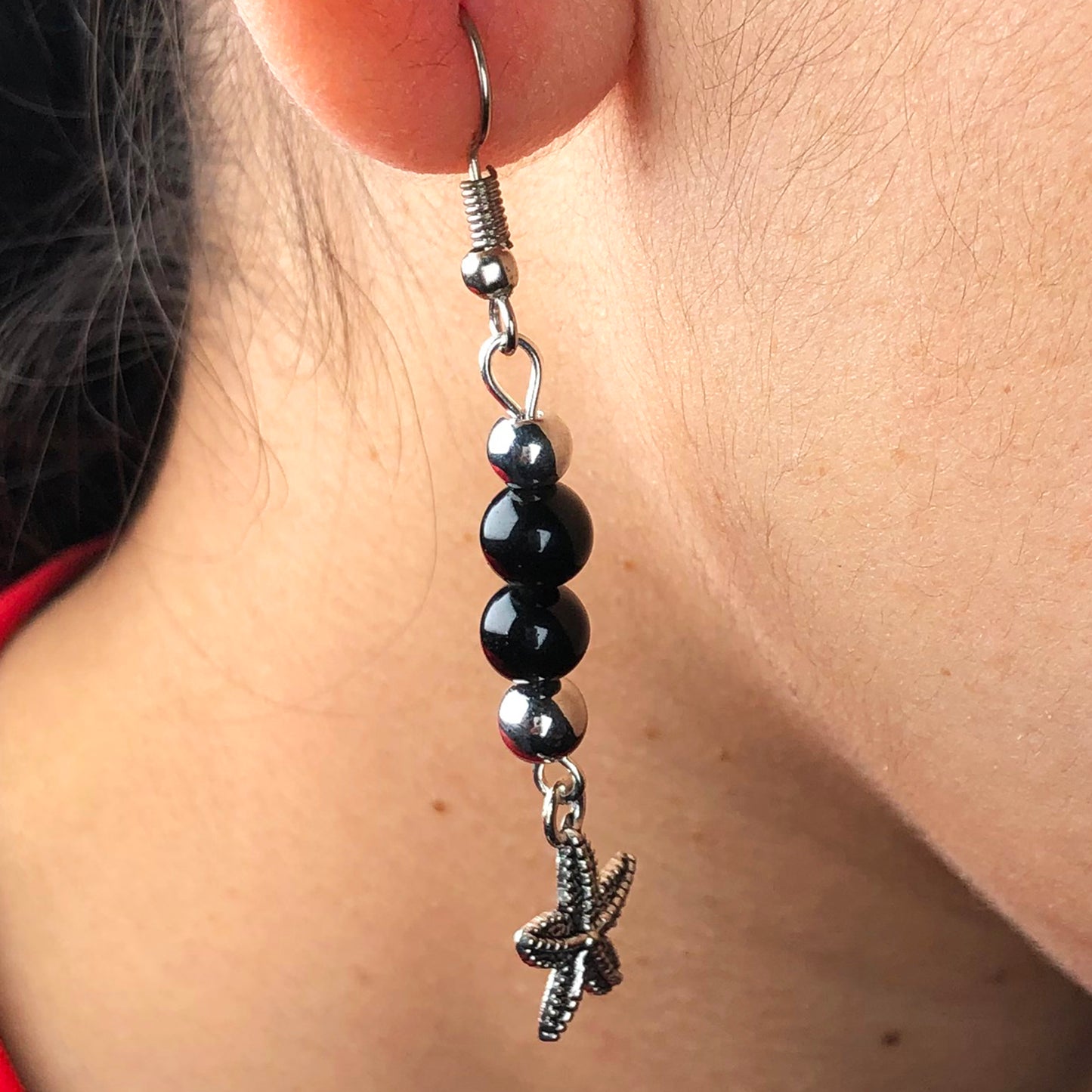 Amethyst Black Spinal Earrings for Women and Girls