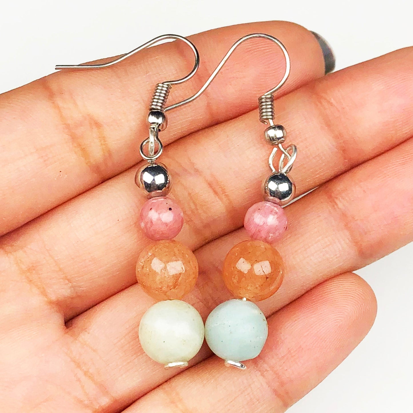 Sunstone Amazonite Earrings for Women and Girls