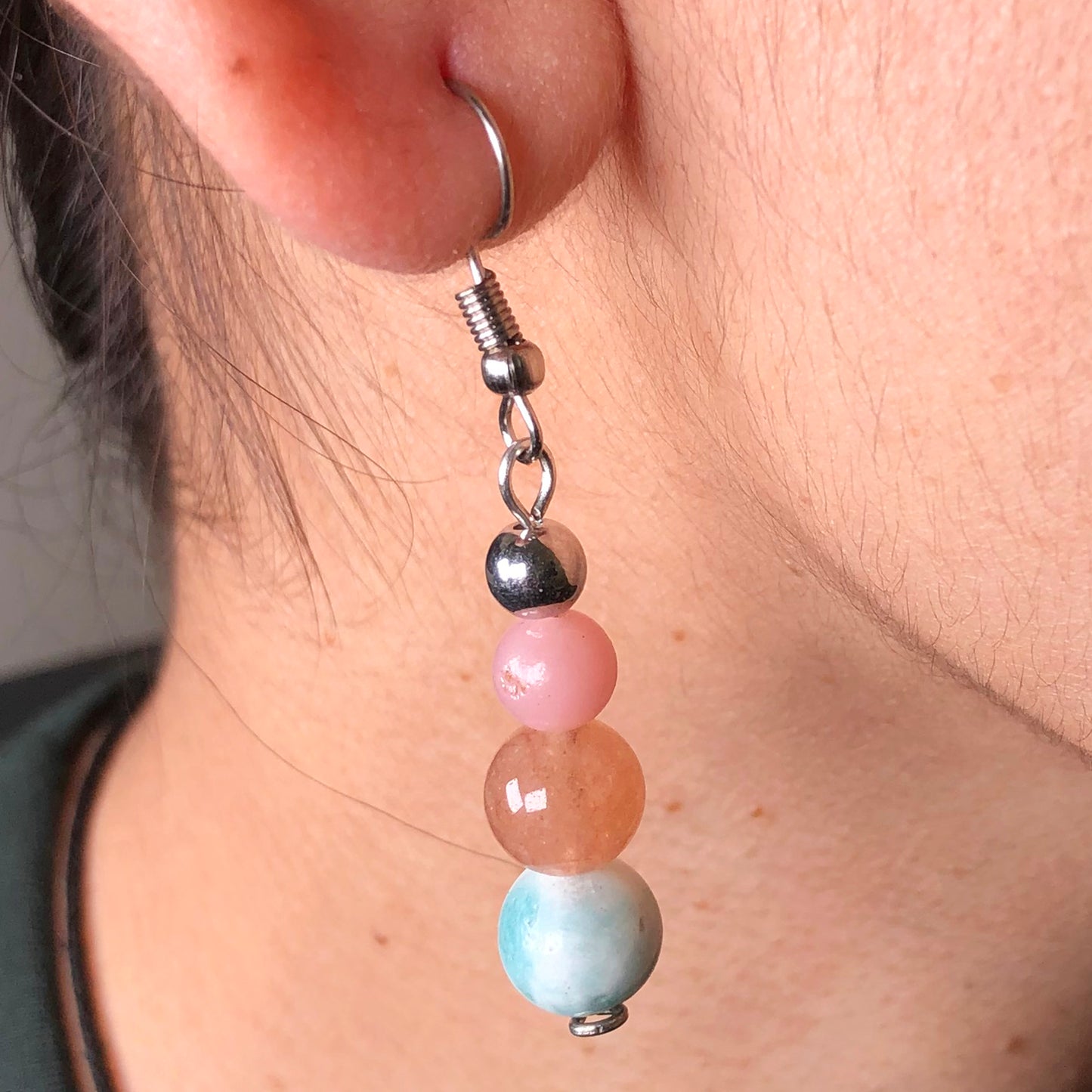 Sunstone Amazonite Earrings for Women and Girls