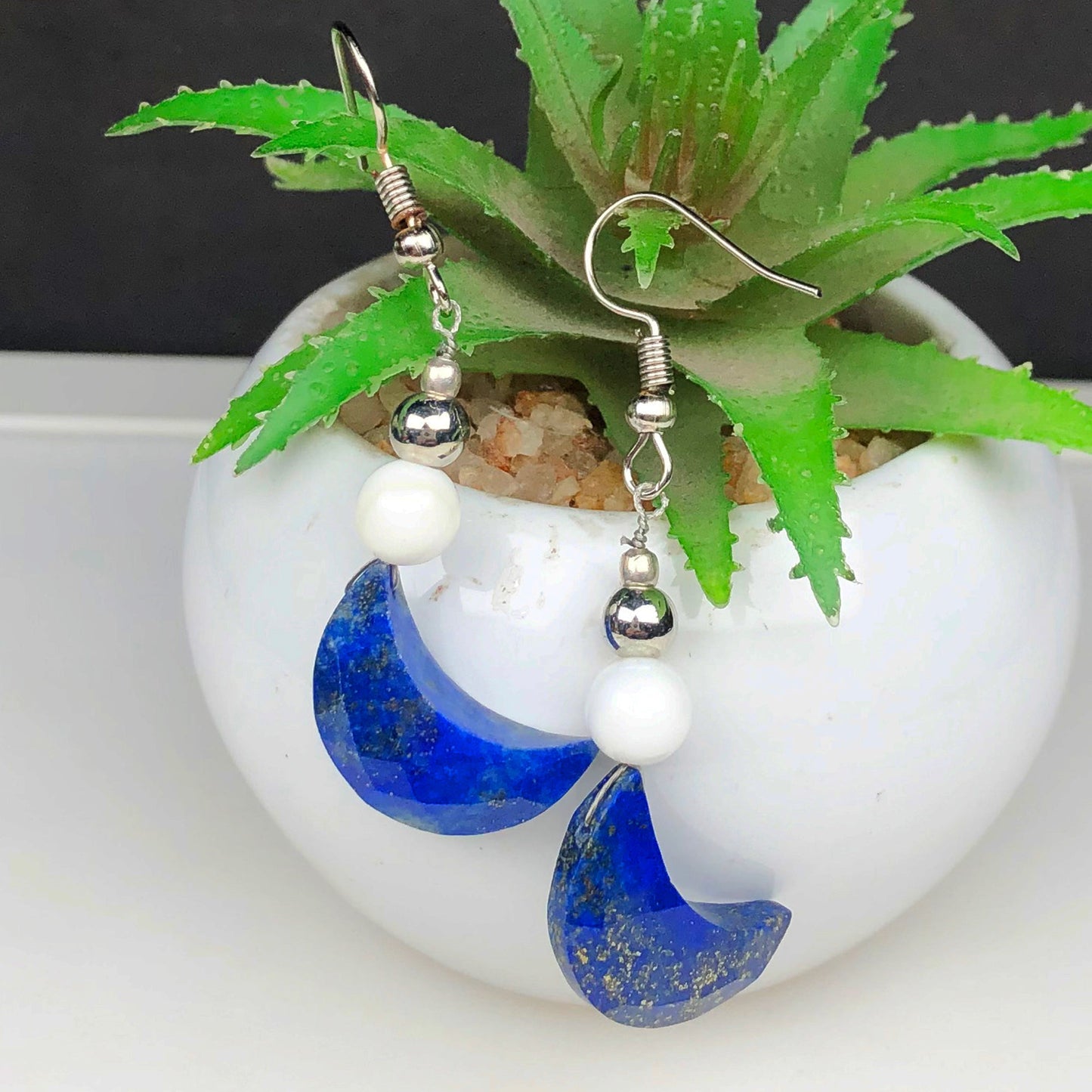 Lapis Lazuli Howlite Earrings for Women and Girls