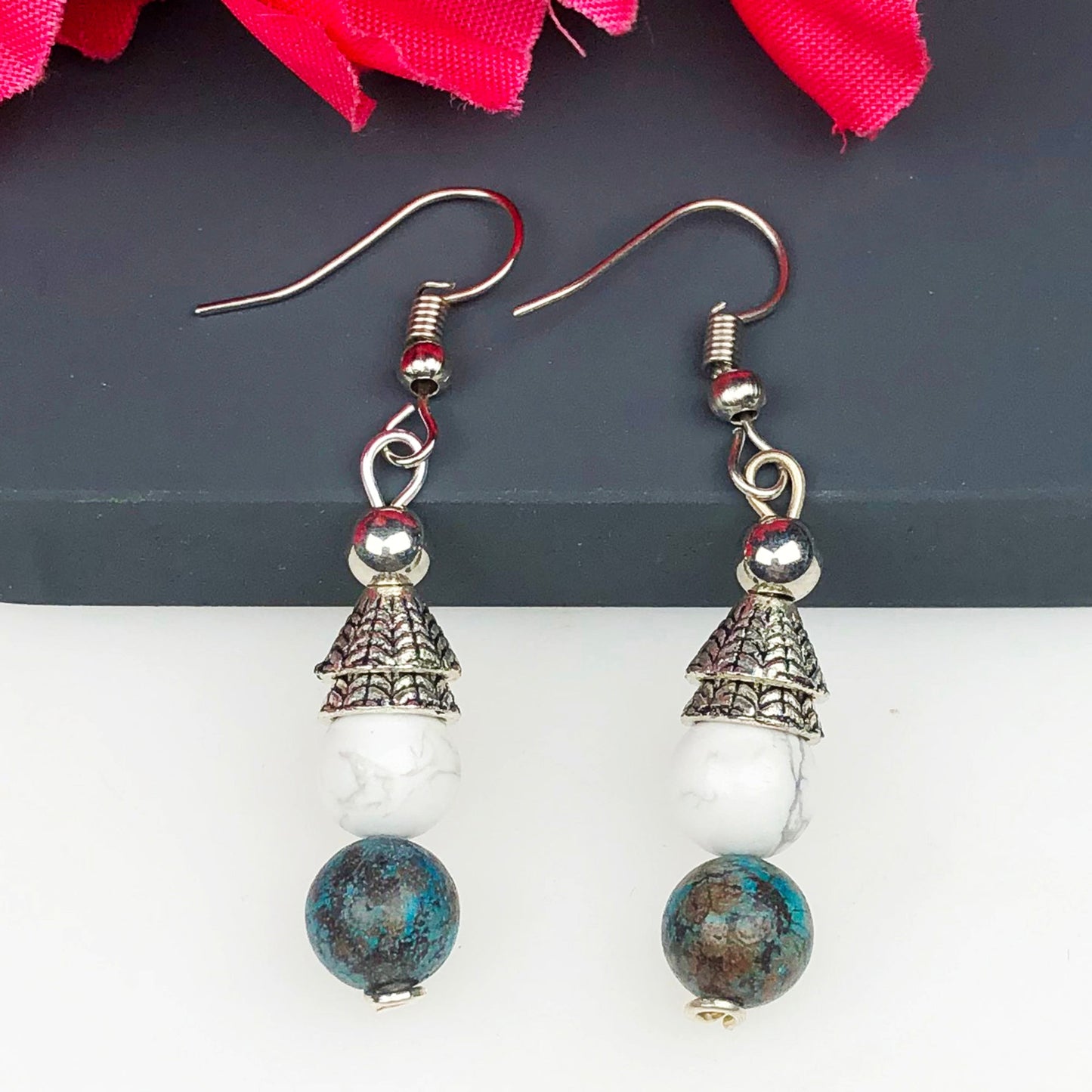 Howlite Chrysocolla Earrings for Women and Girls