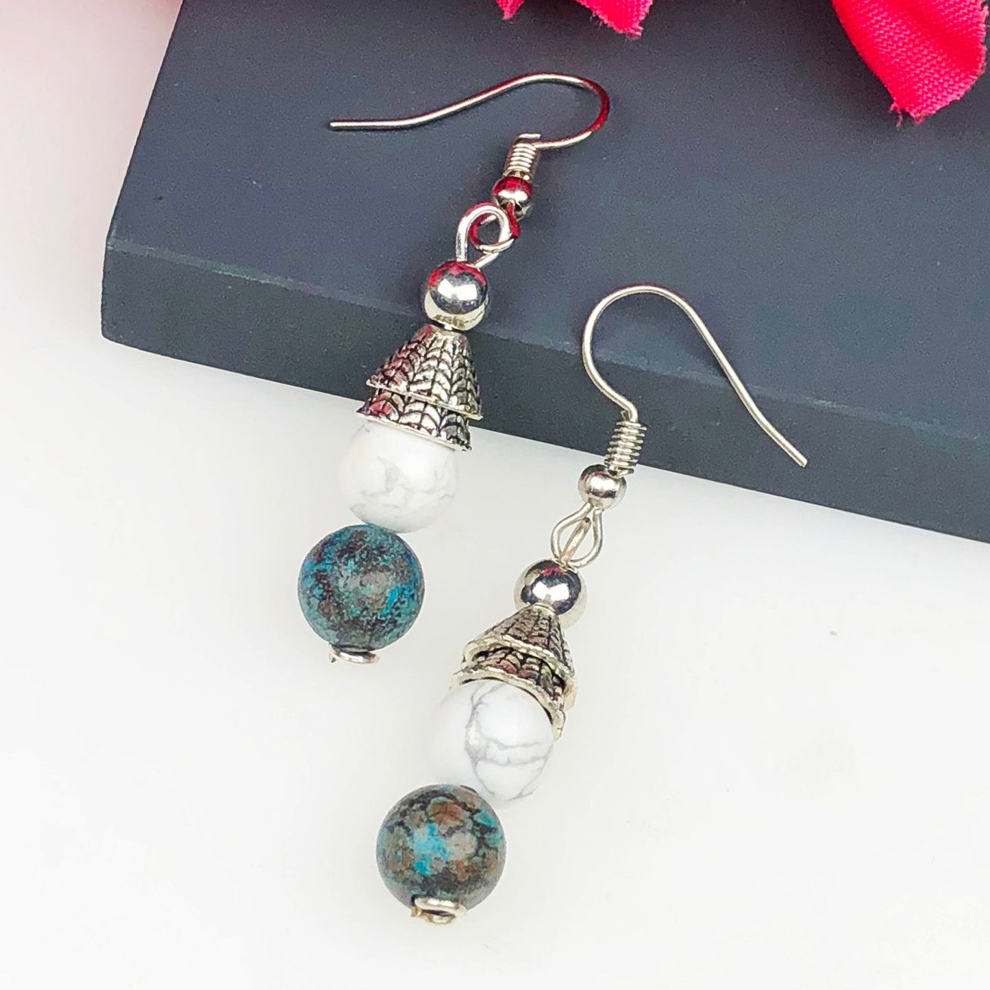Howlite Chrysocolla Earrings for Women and Girls