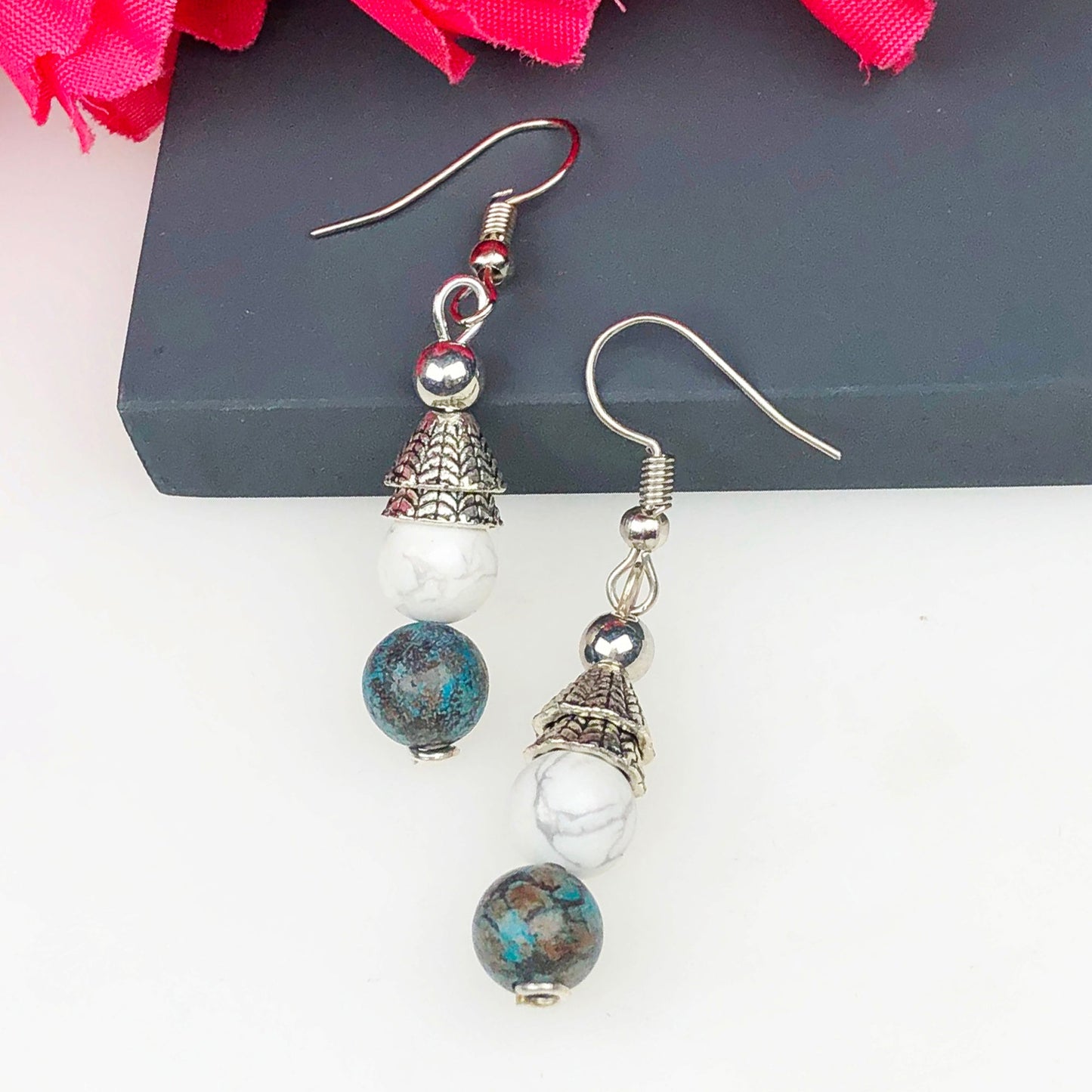Howlite Chrysocolla Earrings for Women and Girls