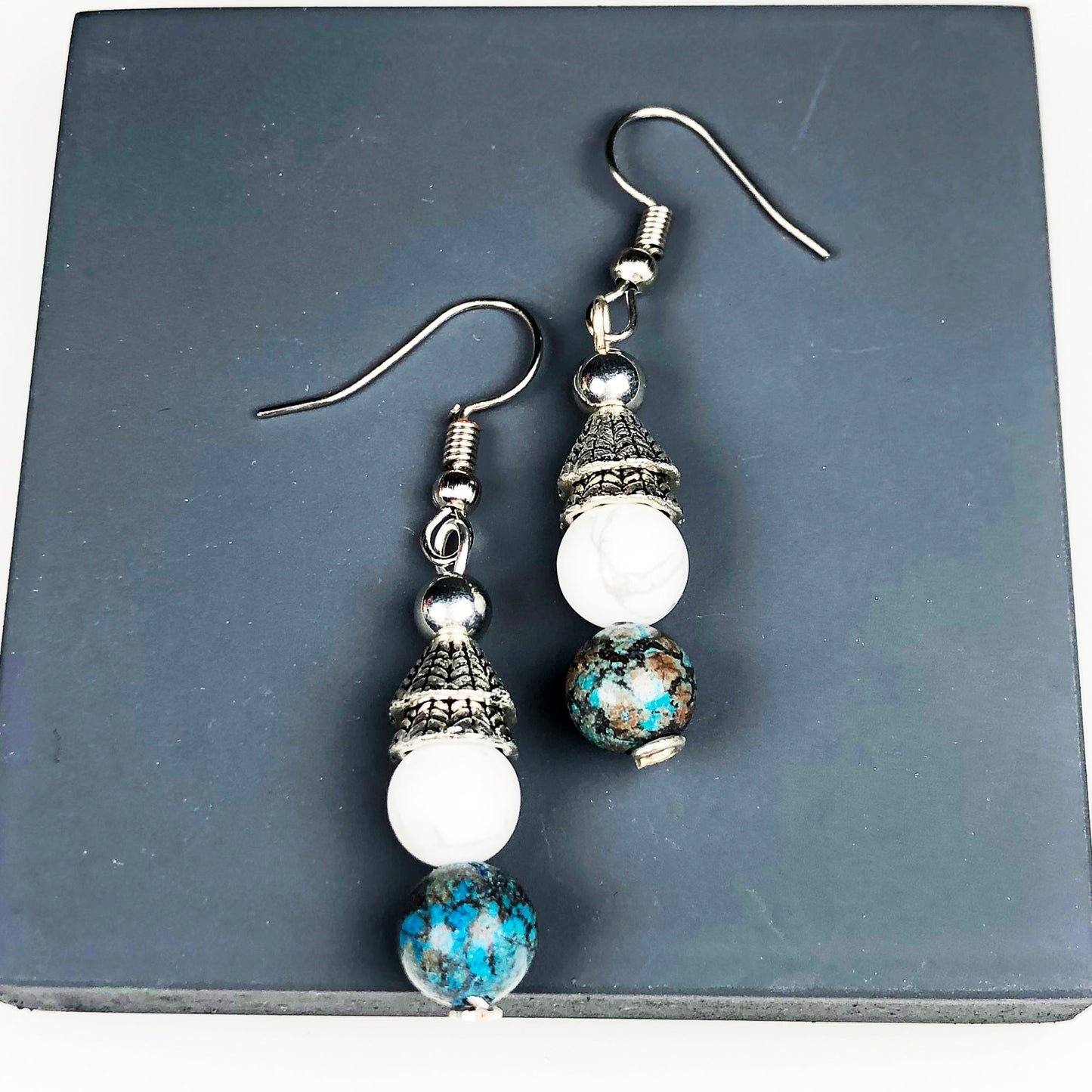 Howlite Chrysocolla Earrings for Women and Girls