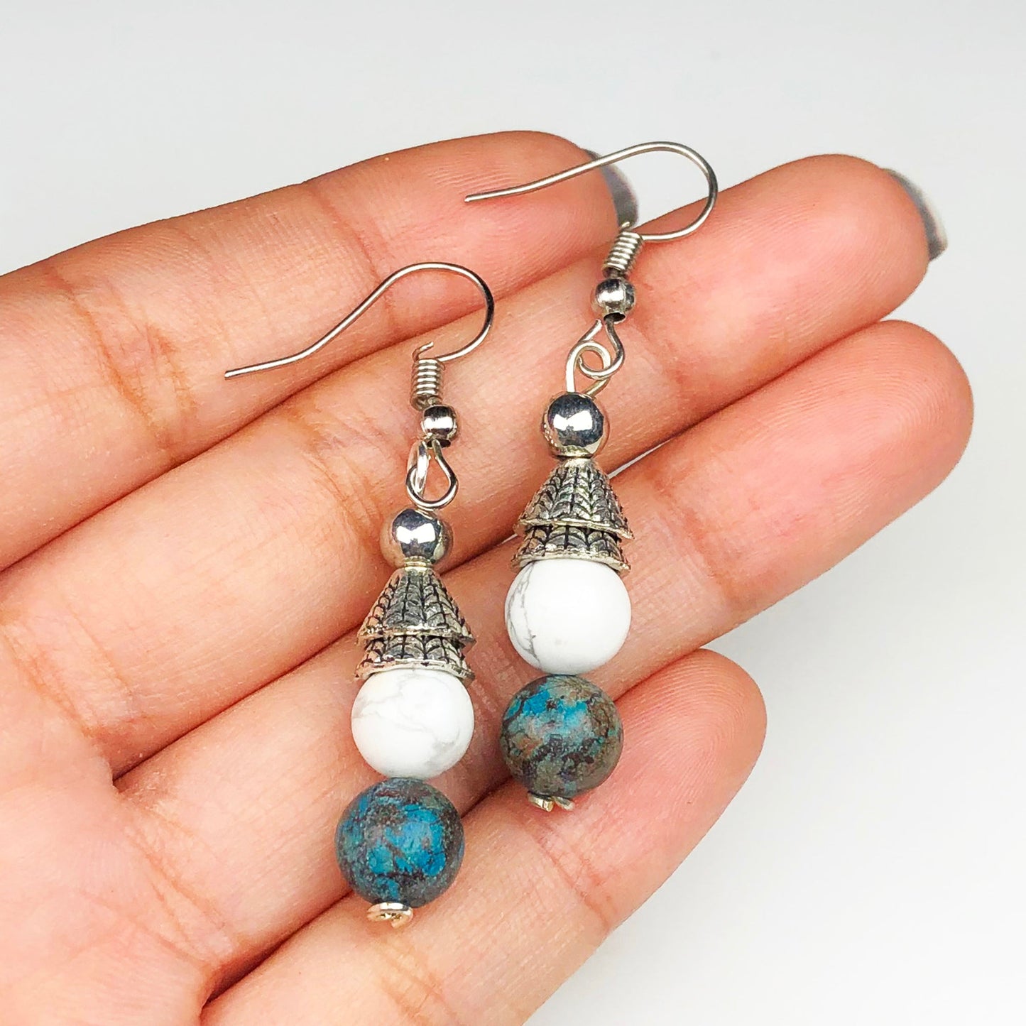 Howlite Chrysocolla Earrings for Women and Girls