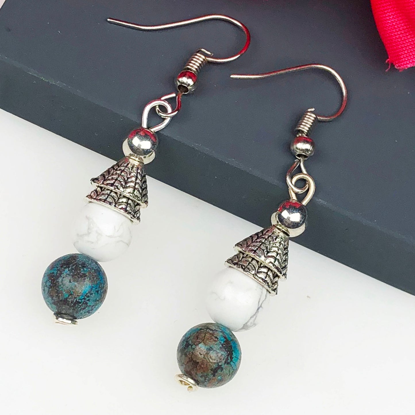 Howlite Chrysocolla Earrings for Women and Girls