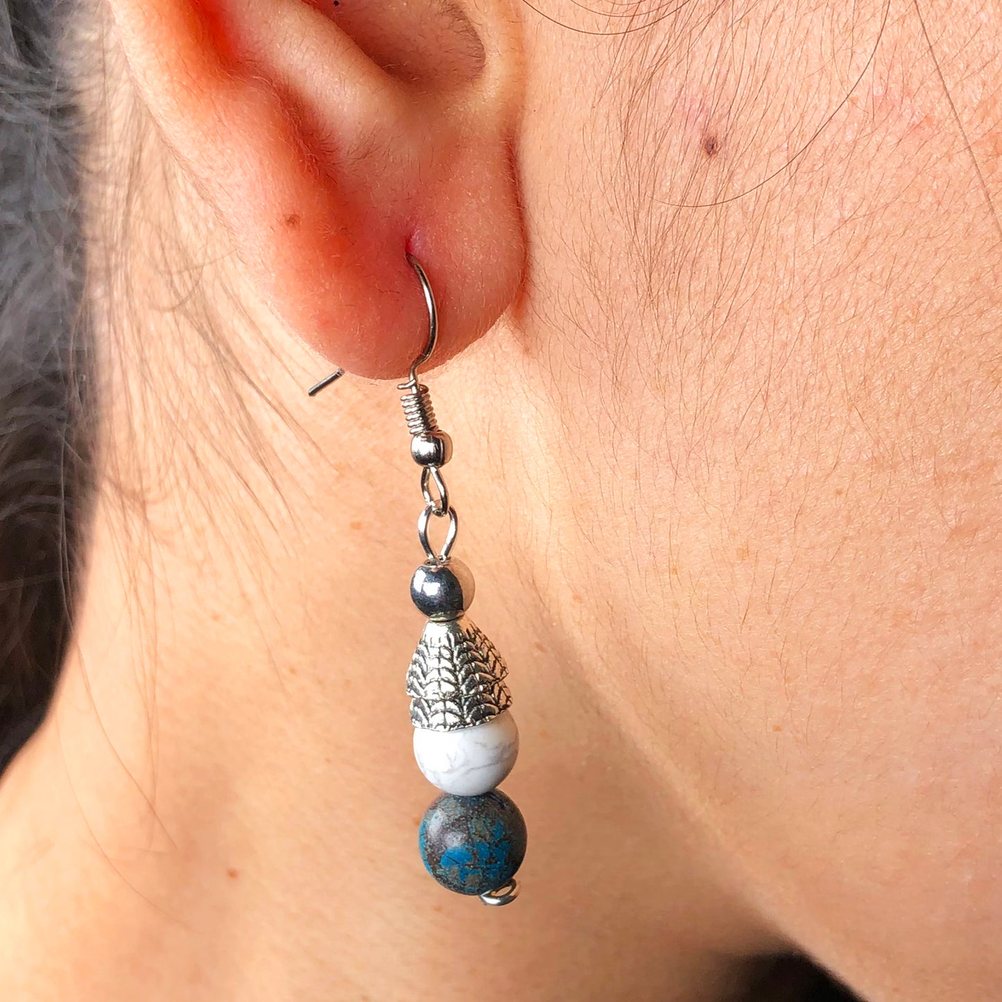 Howlite Chrysocolla Earrings for Women and Girls