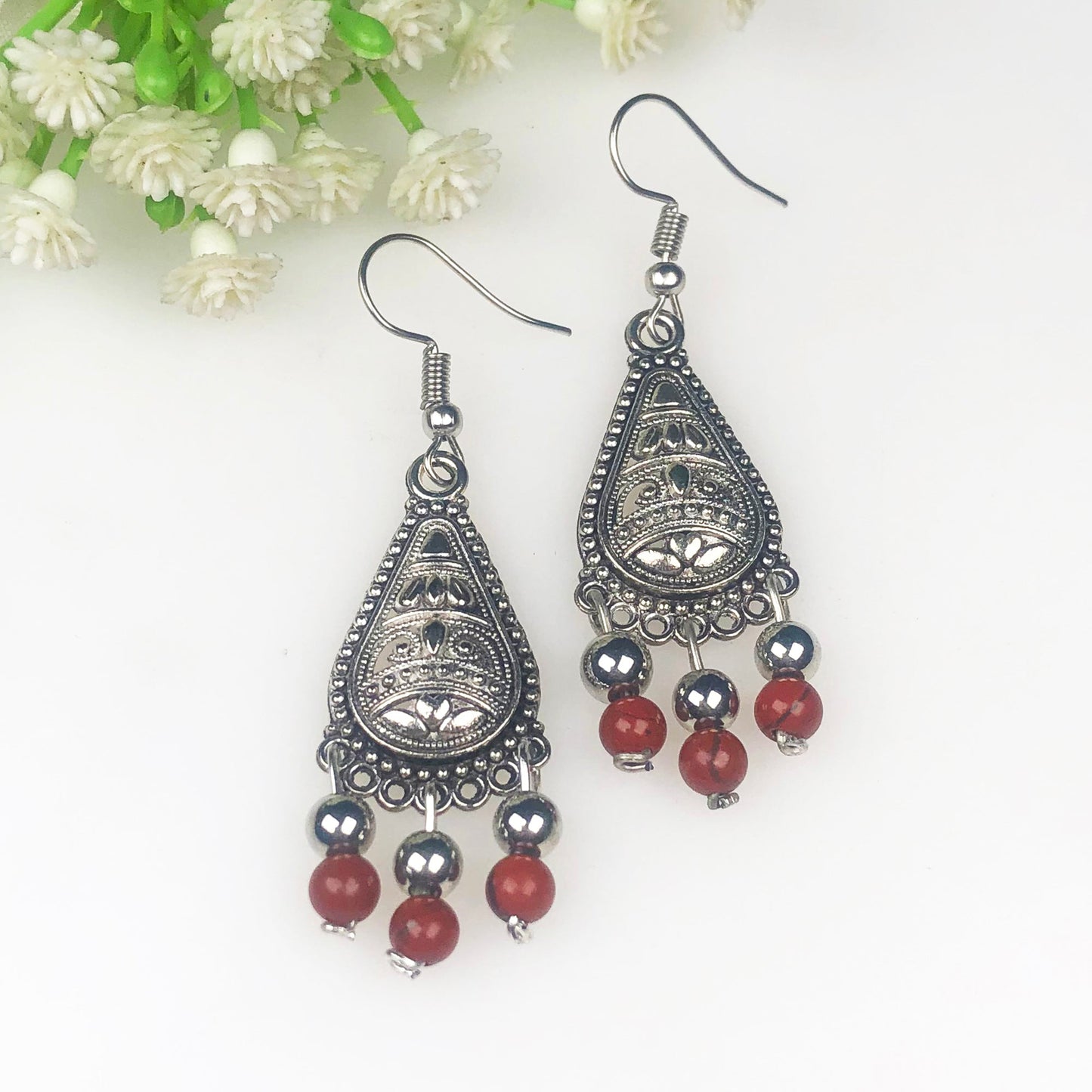 Red Jasper Earrings for Women and Girls