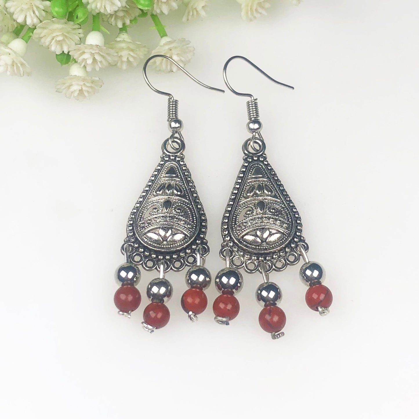 Red Jasper Earrings for Women and Girls