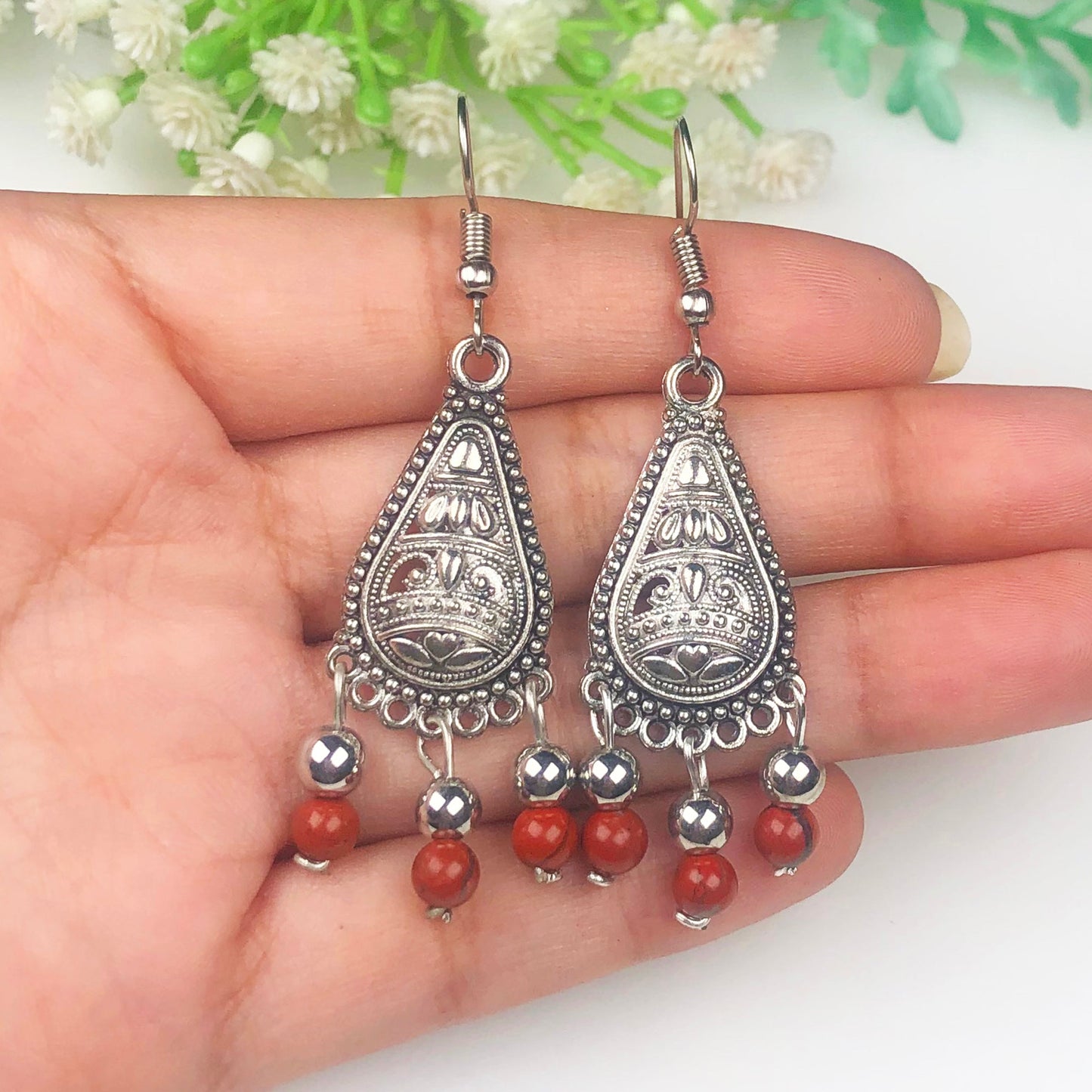 Red Jasper Earrings for Women and Girls