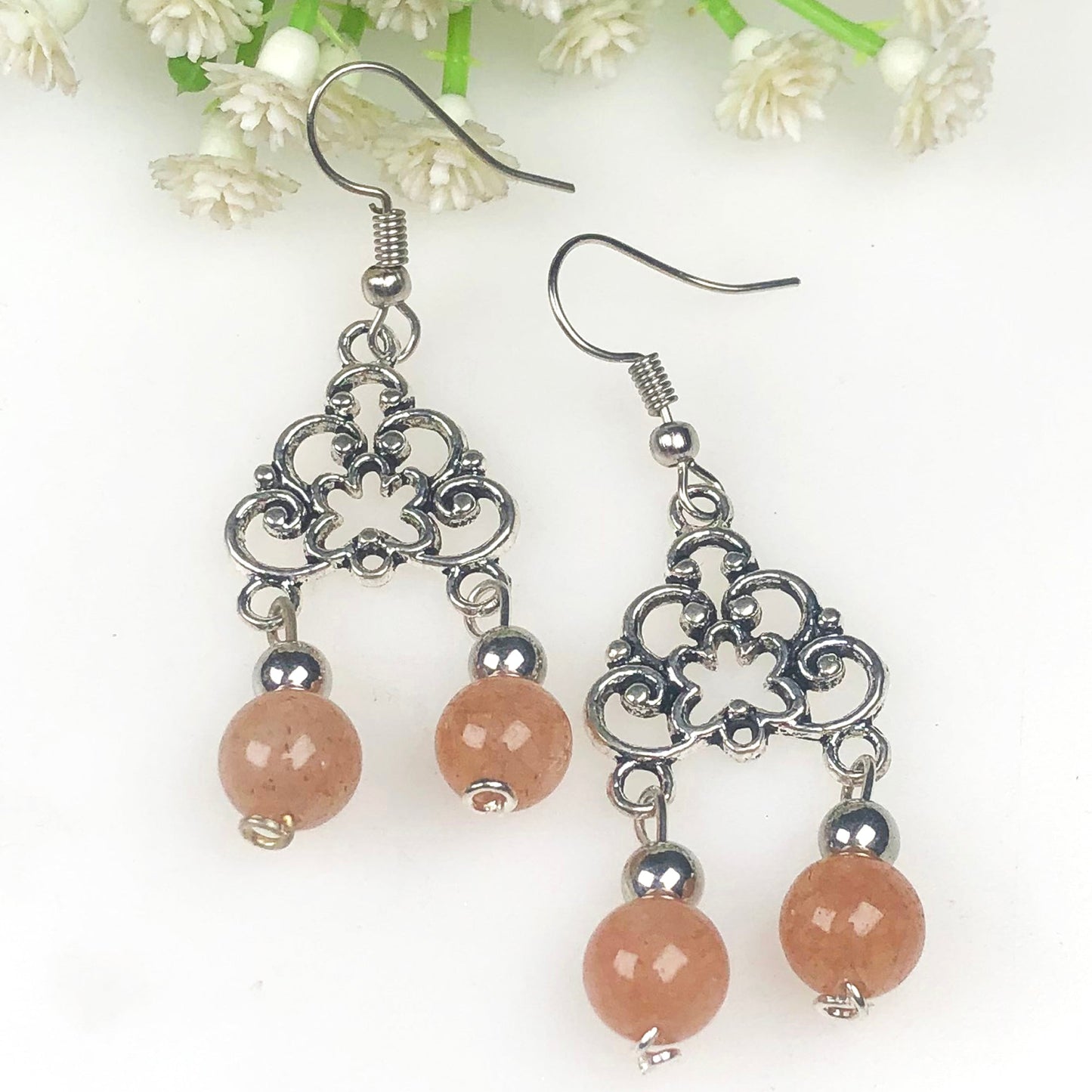 Sunstone Howlite Earrings for Women and Girls