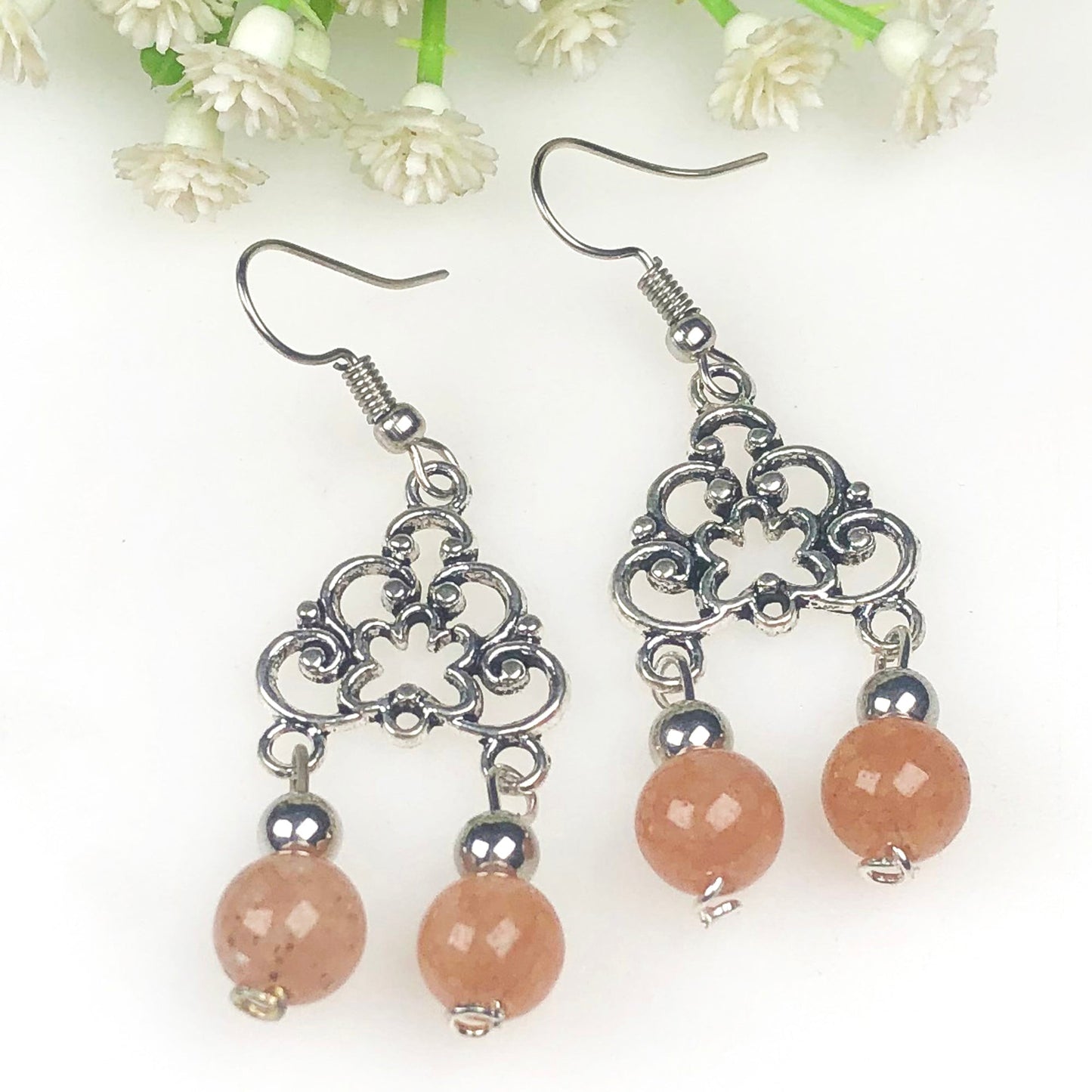 Sunstone Howlite Earrings for Women and Girls