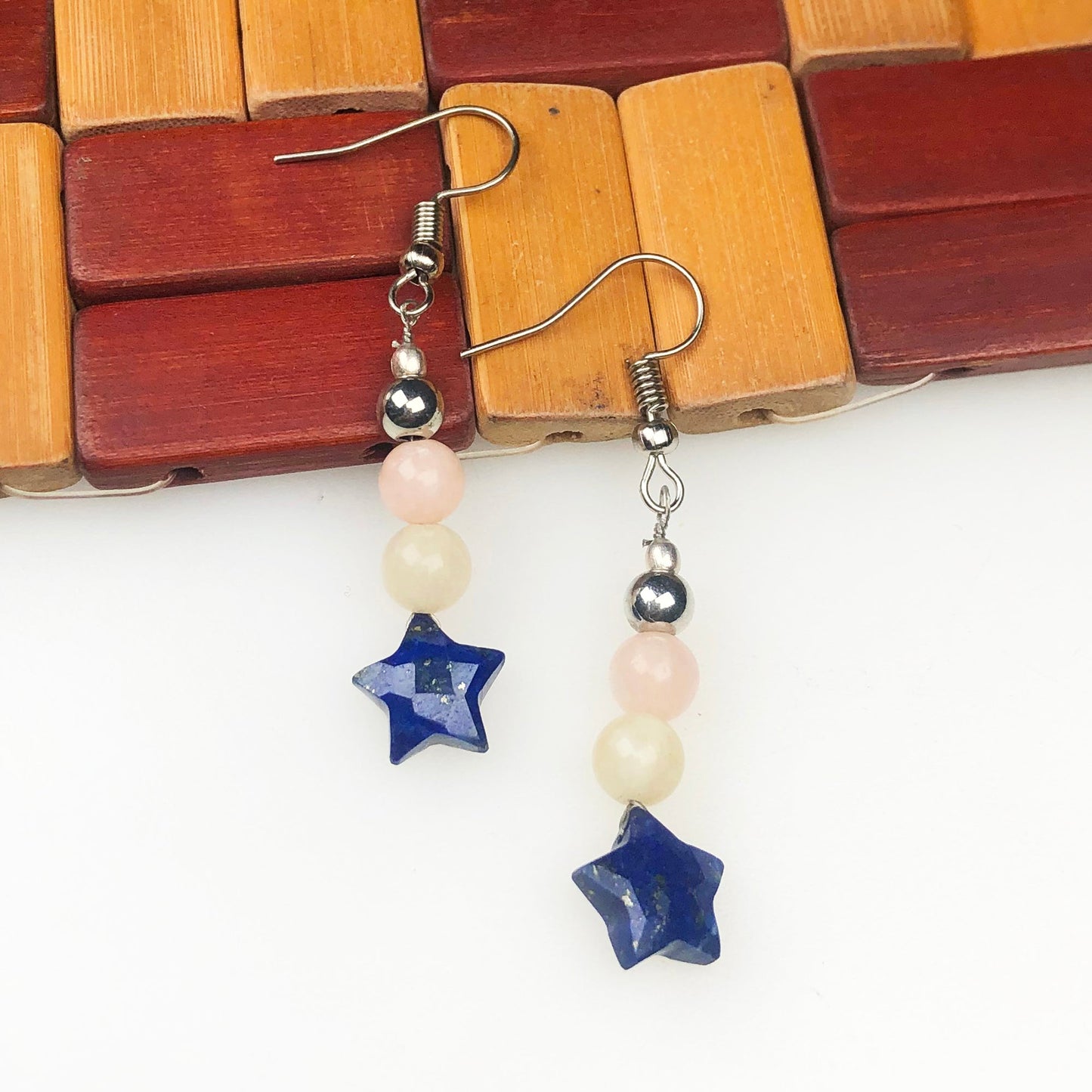 Lapis Lazuli Pink Opal Earrings for Women and Girls