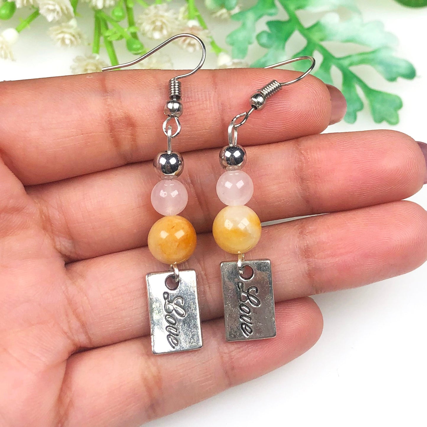 Rose Quartz Aventurine Earrings for Women and Girls