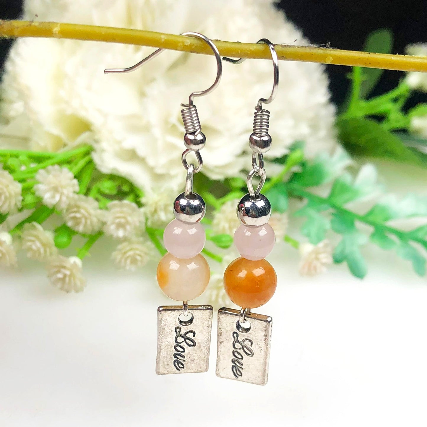 Rose Quartz Aventurine Earrings for Women and Girls