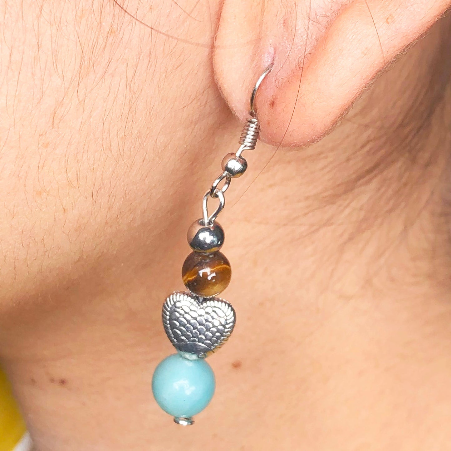 Tiger Eye Amazonite Earrings for Women and Girls