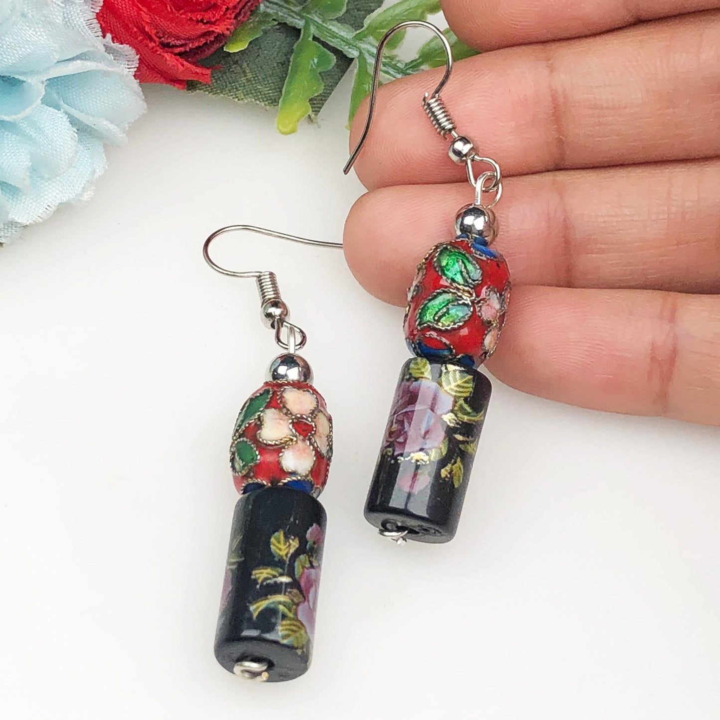 Natural Gemstone Tensa Beads Earrings for Women and Girls