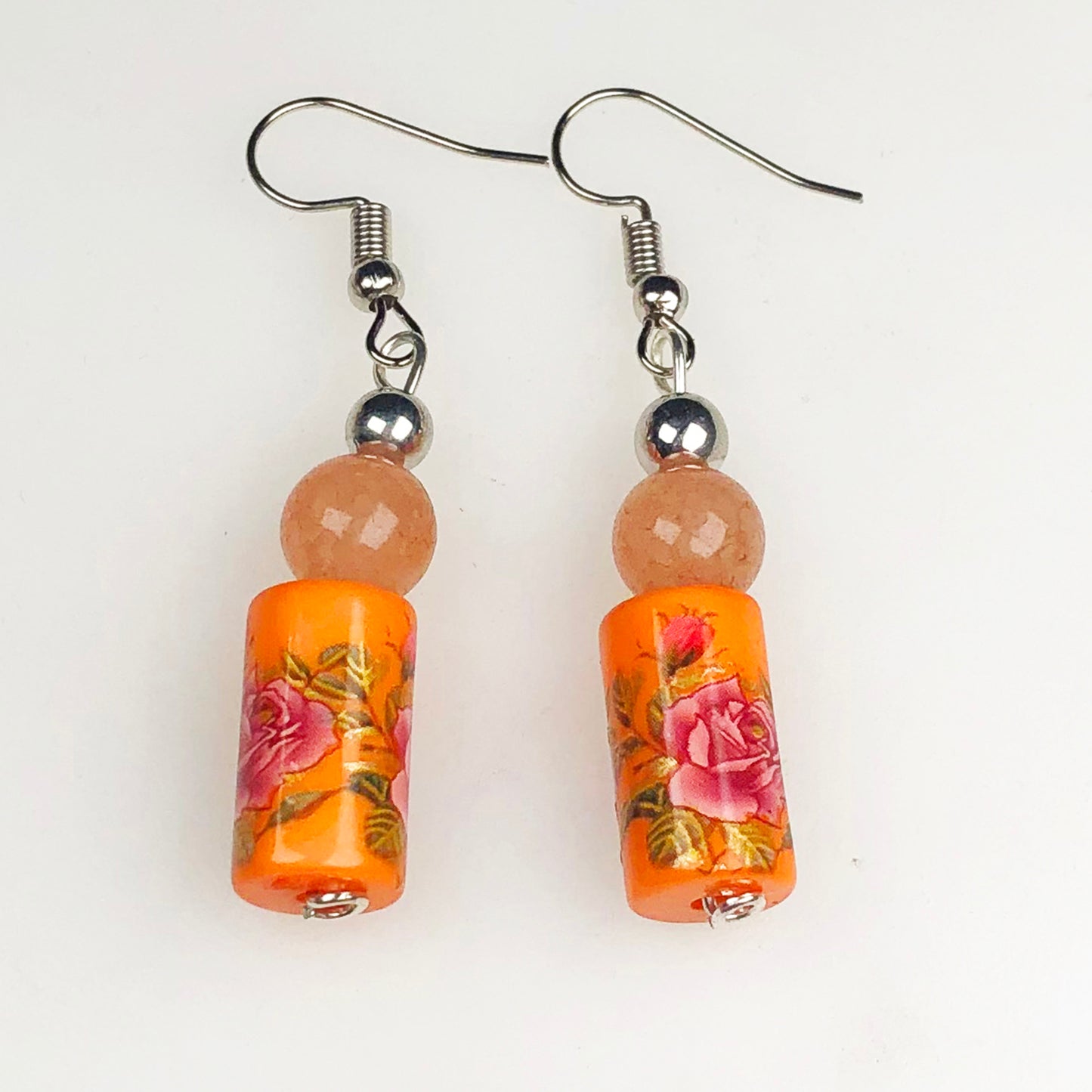 Natural Gemstone Tensa Beads and Onyx Earrings for Women and Girls