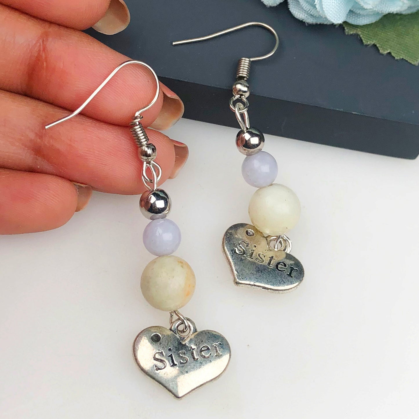 Natural Gemstone Jasper and Agate Earrings for Women and Girls