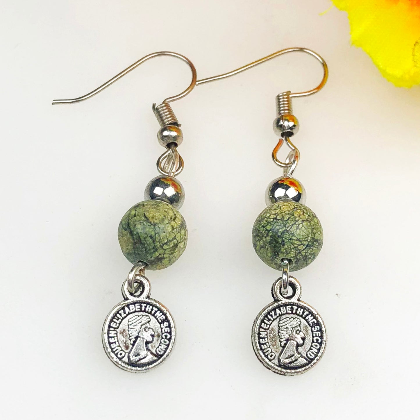 Natural Gemstone Green Jasper Earrings for Women and Girls