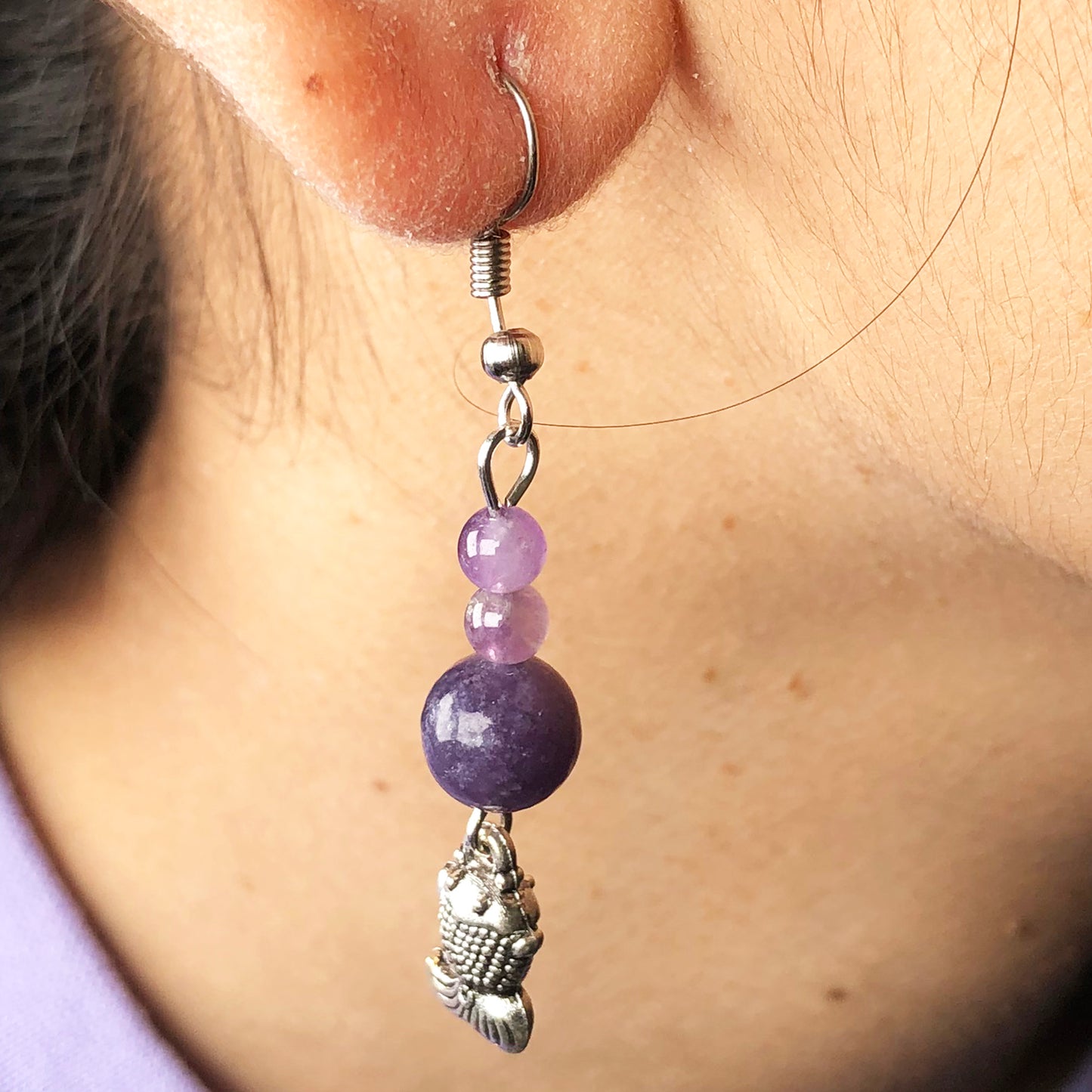 Natural Gemstone Amethyst Earrings for Women and Girls