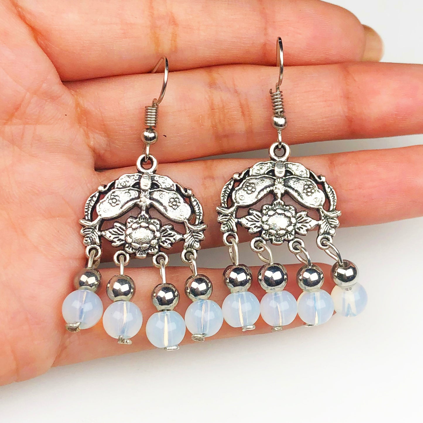 Natural Gemstone Opalite Earrings for Women and Girls