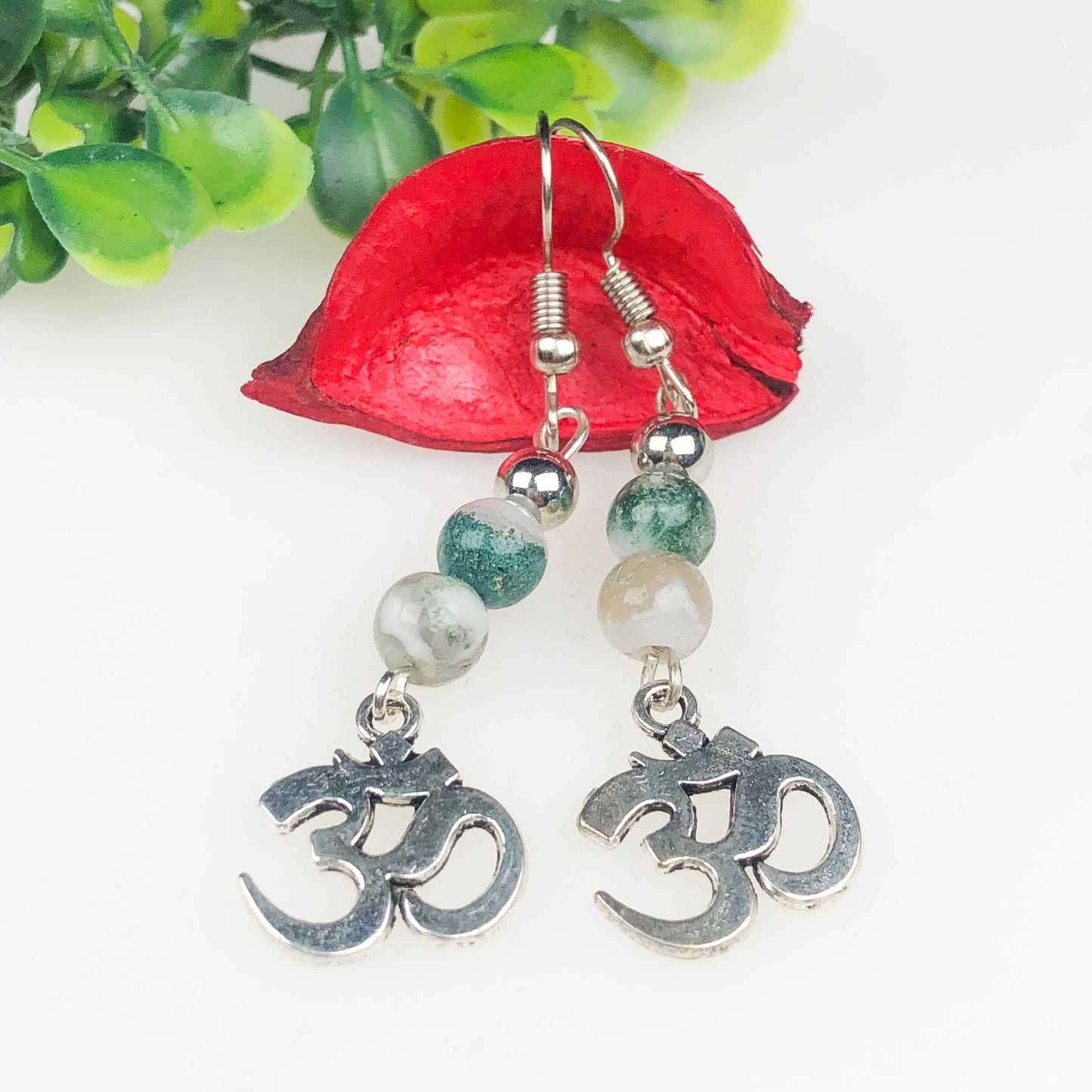 Natural Gemstone Incredible Tree Agate Earrings for Women and Girls
