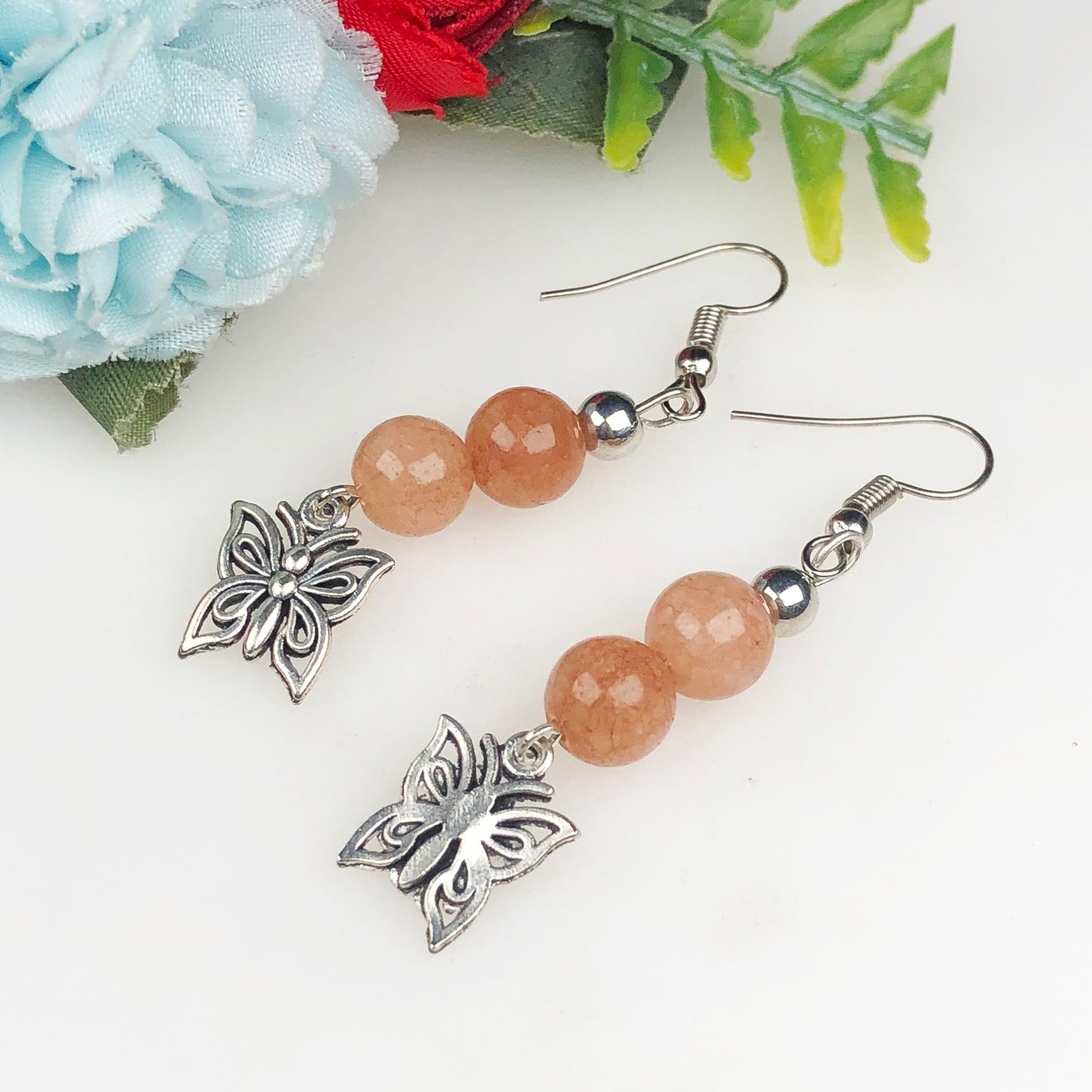 Natural Gemstone Colorful Onyx Earrings for Women and Girls