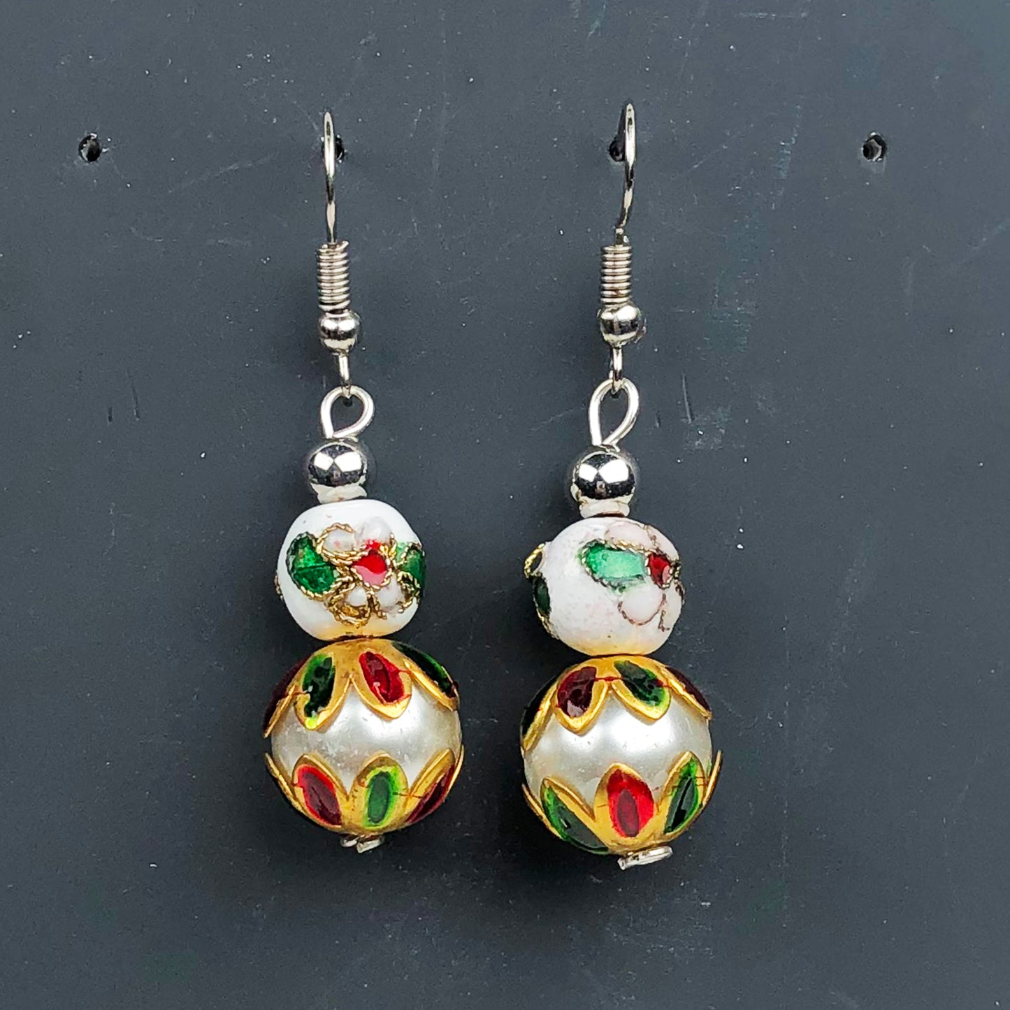 Natural Gemstone Elegant White Glass Beads Earrings for Women and Girls