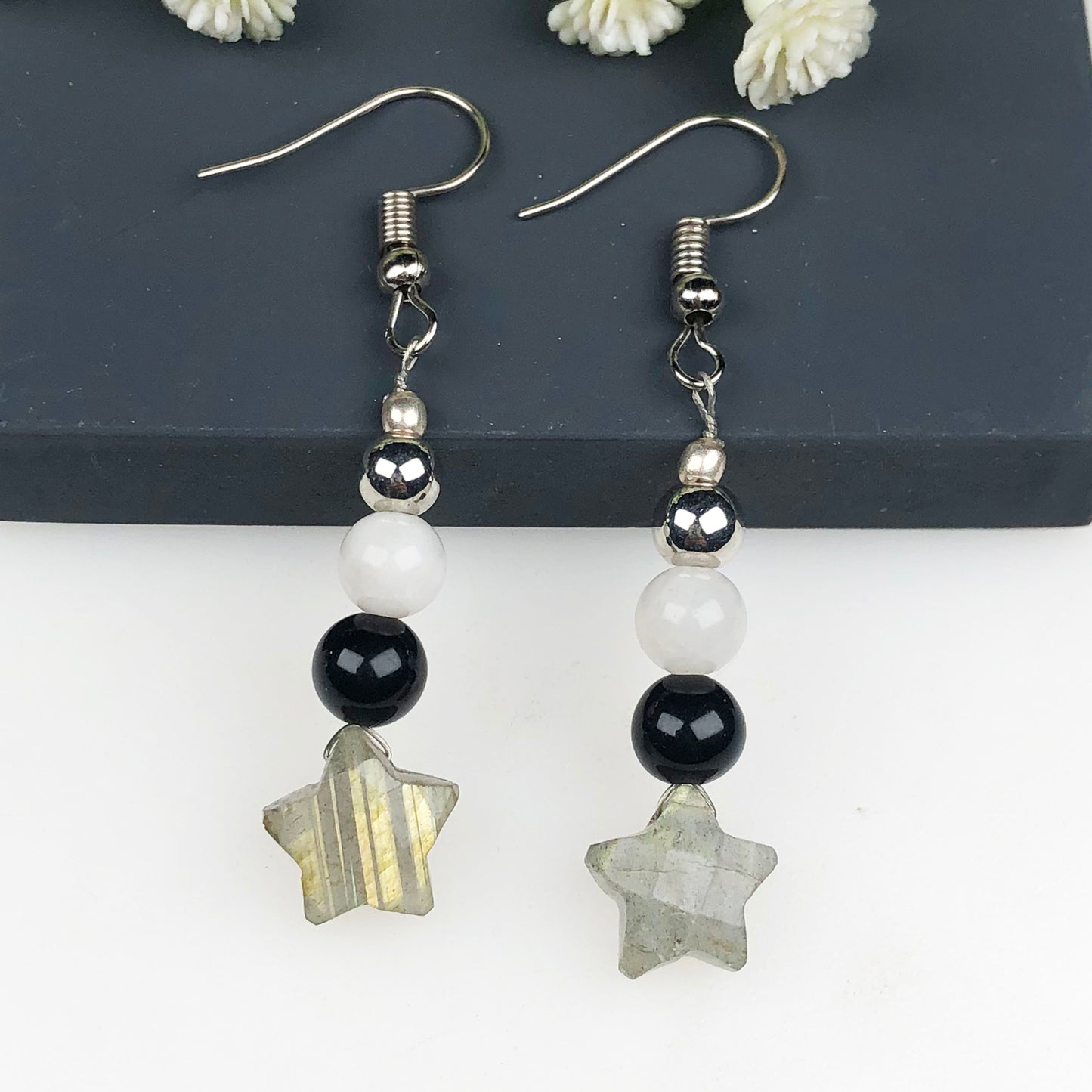 Natural Gemstone Very pretty Labradorite, Onyx and Agate Earrings for Women and Girls